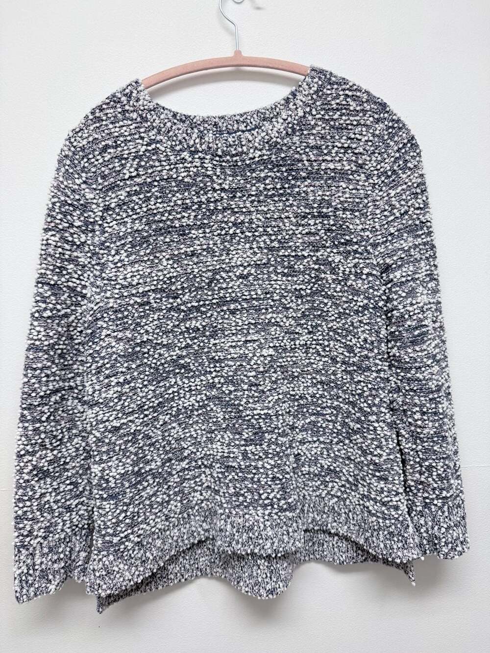 purejill Women's Purple Blue White Petite Medium Boucle Textured Pullover Sweate